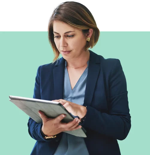 woman on ipad